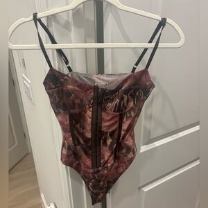 Free People Night Rhythm Bodysuit in Shaved Chocolate